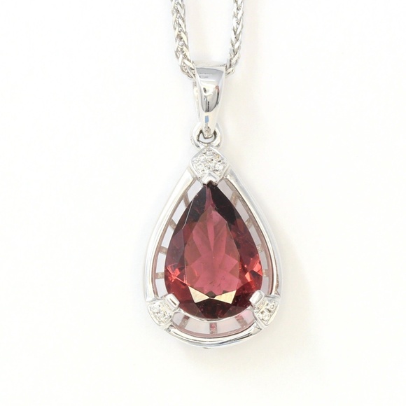 18K White Gold Tourmaline and Diamond Pendant